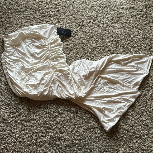 Klassy Network Off White Ruched Maxi Skirt - Picture 1 of 6